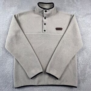 Artisans Sherpa Fleece Pullover Camp Lebanon Snap Mock Neck Beige Mens Medium